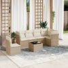 vidaXL Salon de jardin avec coussins 7 pcs beige r&eacute;sine tress&eacute;e