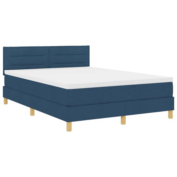 vidaXL Lit boxspring avec matelas avec matelas Bleu 140 x 190 cm tissu