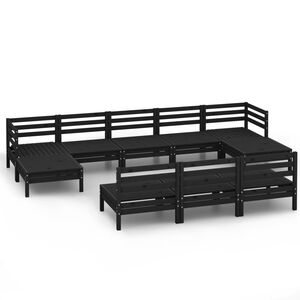 vidaXL Salon de jardin 10 pcs Noir Bois de pin massif