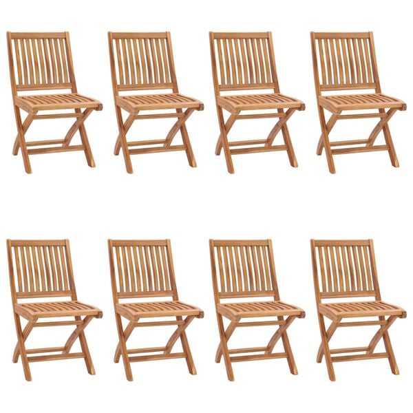 vidaXL Chaises pliables de jardin avec coussins lot de 8 Teck solide
