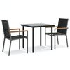 vidaXL Ensemble &agrave; manger de jardin 3 pcs noir textil&egrave;ne et acier