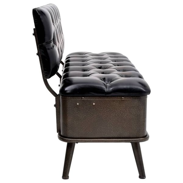 vidaXL Banc de rangement avec dossier 110 cm Noir Similicuir