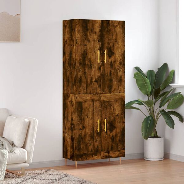 vidaXL Buffet haut Ch&ecirc;ne fum&eacute; 69,5x34x180 cm Bois d'ing&eacute;nierie