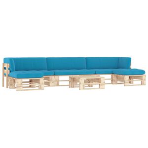 vidaXL Salon de jardin palette 6pcs avec coussins Bois de pin impr&eacute;gn&eacute;