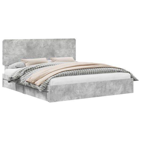 vidaXL Lit de Rangement Gris b&eacute;ton 180 x 200 cm Bois d'ing&eacute;nierie