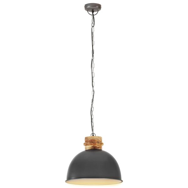 vidaXL Lampe suspendue industrielle Gris Rond 50 cm E27 Manguier