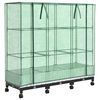 vidaXL Jardini&egrave;re de jardin avec couverture de serre et roues 3 pc PP
