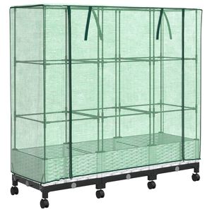 vidaXL Jardini&egrave;re de jardin avec couverture de serre et roues 3 pc PP