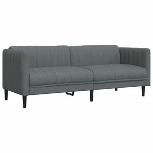 vidaXL Canap&eacute; &agrave; 3 places gris fonc&eacute; tissu