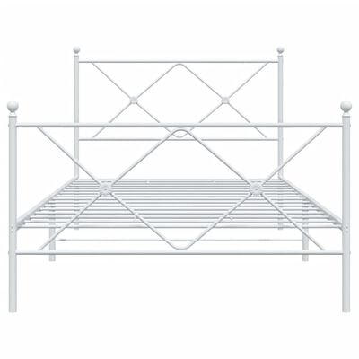 vidaXL Cadre de lit métal sans matelas et pied de lit blanc 100x200 cm