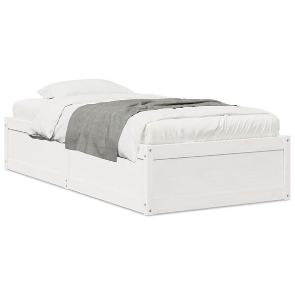 vidaXL Cadre de lit sans matelas blanc 75x190 cm bois de pin massif