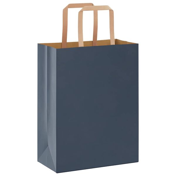 vidaXL Sacs en papier 50 pcs avec poign&eacute;es bleu 21x11x28 cm