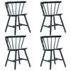 vidaXL Chaises &agrave; manger lot de 4 noir bois d'h&eacute;v&eacute;a massif