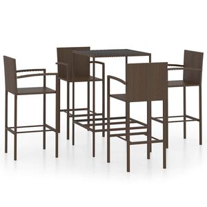 vidaXL Ensemble de bar de jardin 5 pcs R&eacute;sine tress&eacute;e Marron