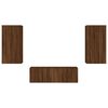 vidaXL Meuble TV muraux 3 pcs avec lumi&egrave;res LED ch&ecirc;ne marron