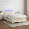vidaXL Sommier &agrave; lattes de lit matelas et LED cr&egrave;me 120x190 cm tissu