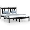 vidaXL Cadre de lit sans matelas noir 140x190 cm bois massif