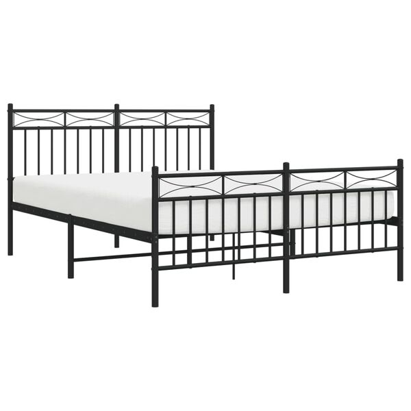 vidaXL Cadre de lit m&eacute;tal sans matelas avec pied de lit noir 140x190cm