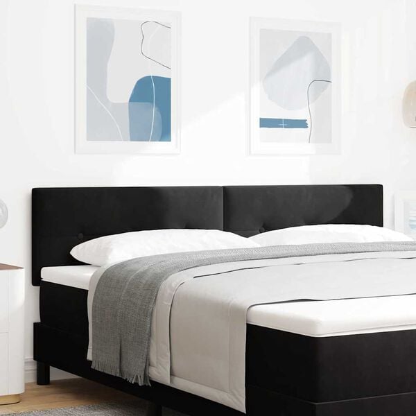vidaXL T&ecirc;te de lit LED avec des lumi&egrave;res &agrave; LED Noir 180 cm Polyester