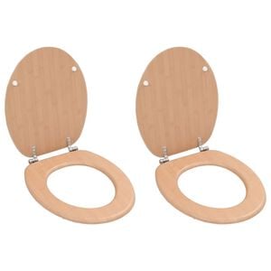 vidaXL Si&egrave;ges WC lot de 2 avec couvercles MDF Design de bambou