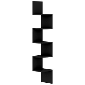 vidaXL &Eacute;tag&egrave;re d'angle murale noir 19x19x123 cm bois d'ing&eacute;nierie