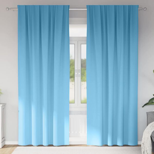 vidaXL Rideaux occultants avec anneaux 2 pcs Bleu clair 260 x 140 cm