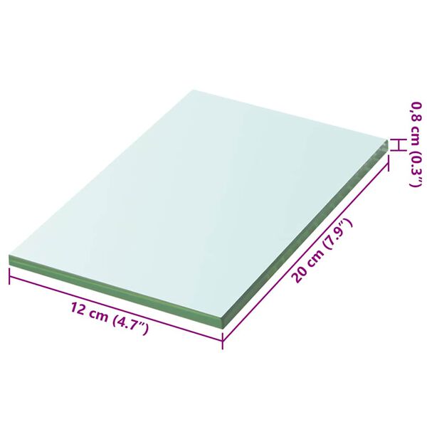 vidaXL Panneau pour étagère Verre transparent 20 x 12 cm