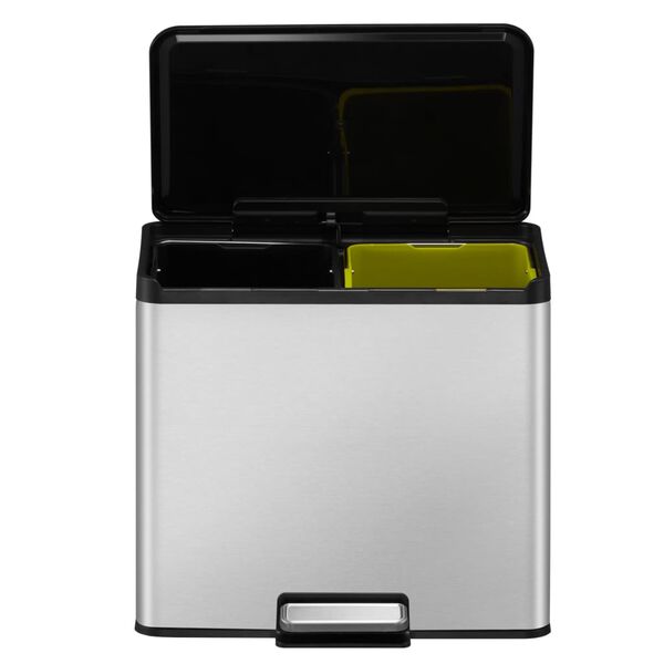 EKO Poubelle &agrave; p&eacute;dale Essential 2x15 L Argent&eacute; mat