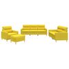 vidaXL Ensemble de canap&eacute;s 4 pcs avec coussins Jaune clair Tissu