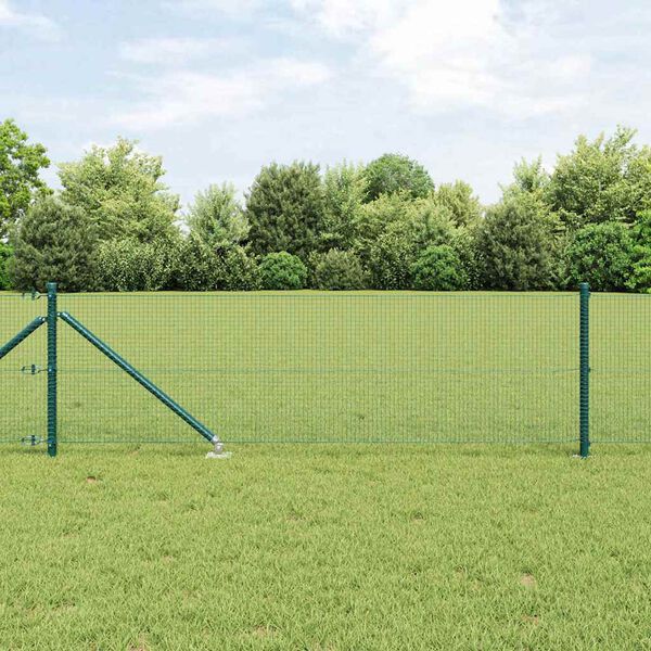 vidaXL Poteau de cl&ocirc;ture. Vert 10 x 0,5 m (maille 16 x 16 mm) Acier