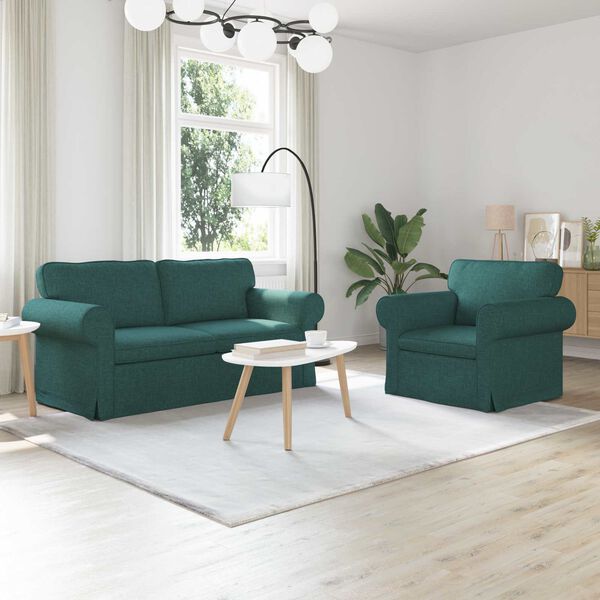 vidaXL Canap&eacute; 2 pcs Vert fonc&eacute;