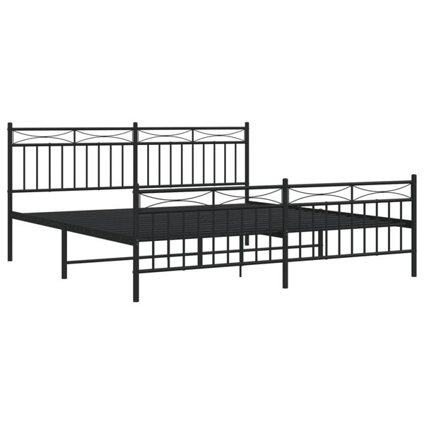 vidaXL Cadre de lit métal sans matelas avec pied de lit noir 180x200cm