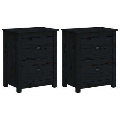 vidaXL Tables de chevet 2 pcs Noir 50x35x61,5 cm Bois de pin massif