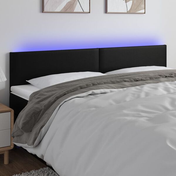 vidaXL T&ecirc;te de lit &agrave; LED Noir 160x5x78/88 cm Similicuir