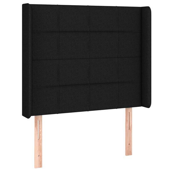 vidaXL T&ecirc;te de lit avec oreilles Noir 103x16x118/128 cm Tissu