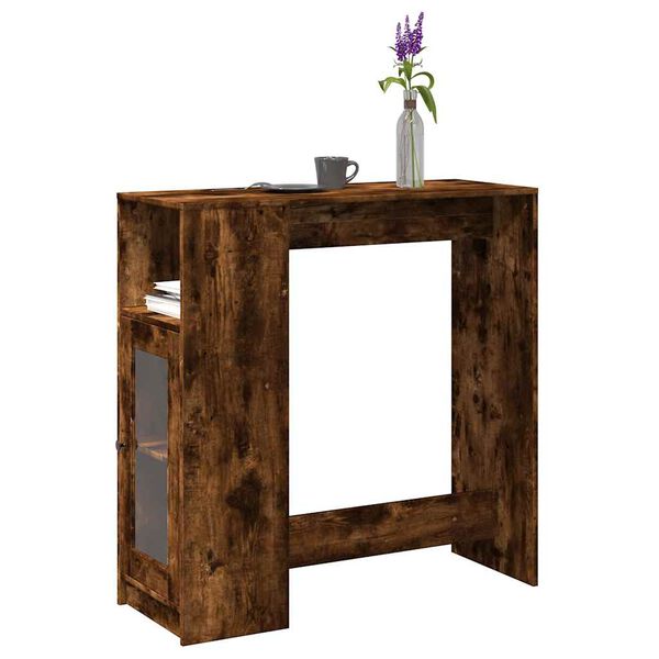 vidaXL Table de bar avec &eacute;tag&egrave;res ch&ecirc;ne fum&eacute; bois d'ing&eacute;nierie