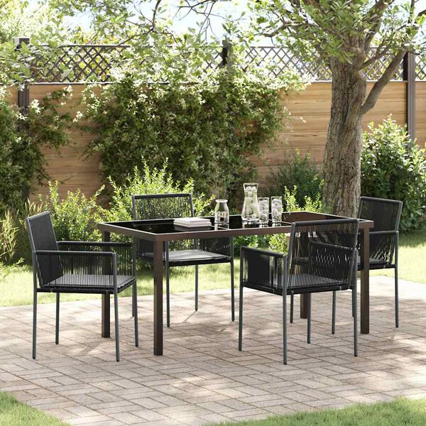 vidaXL Ensemble de salle &agrave; manger pour jardin 5 pcs Noir Rotin PE