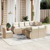 vidaXL Salon de jardin avec coussins 9 pcs beige r&eacute;sine tress&eacute;e