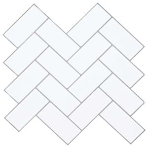 vidaXL Carreau en chevron 20 pi&egrave;ces Blanc gris 30 x 30 cm