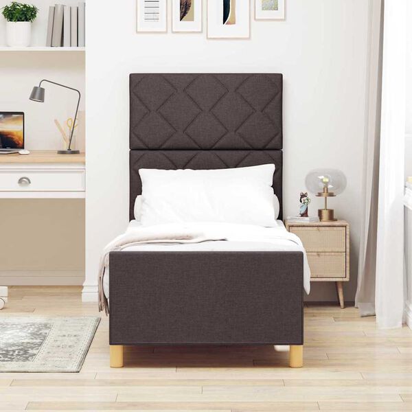 vidaXL Cadre de lit avec t&ecirc;te de lit Marron fonc&eacute; 80 x 200 cm tissu