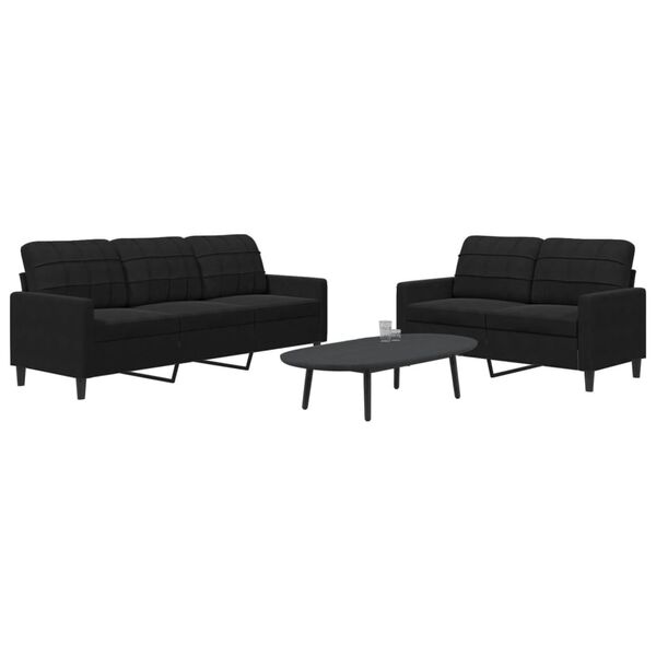 vidaXL Ensemble de canap&eacute;s 2 pcs avec coussins Noir Velours