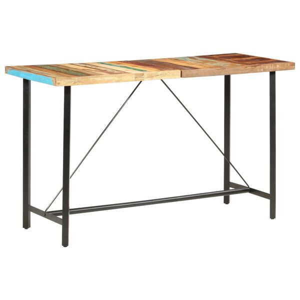 vidaXL Table de bar 180x70x107 cm Bois de r&eacute;cup&eacute;ration solide