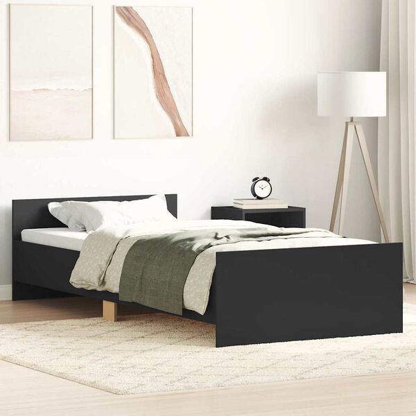 vidaXL Cadre de lit sans matelas noir 90x200 cm bois d'ing&eacute;nierie
