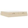 vidaXL Cadre de lit avec matelas avec matelas 2 pcs Cr&egrave;me tissu