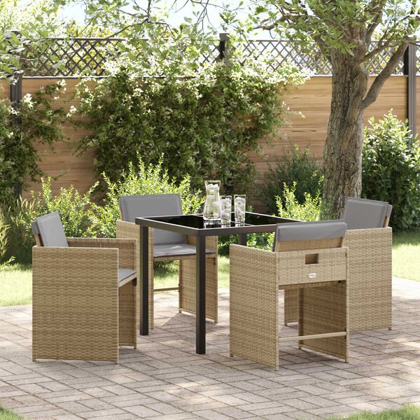 vidaXL Ensemble de salle &agrave; manger pour jardin 5 pcs Beige polyrotin