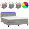 vidaXL Sommier &agrave; lattes de lit avec matelas LED Gris clair 140x200 cm