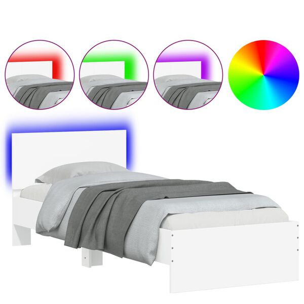 vidaXL Cadre de lit sans matelas avec lumi&egrave;res LED blanc 90x200 cm