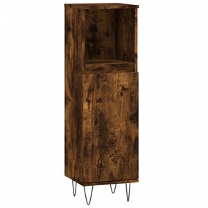 vidaXL Armoire de bain ch&ecirc;ne fum&eacute; 30x30x100 cm bois d'ing&eacute;nierie