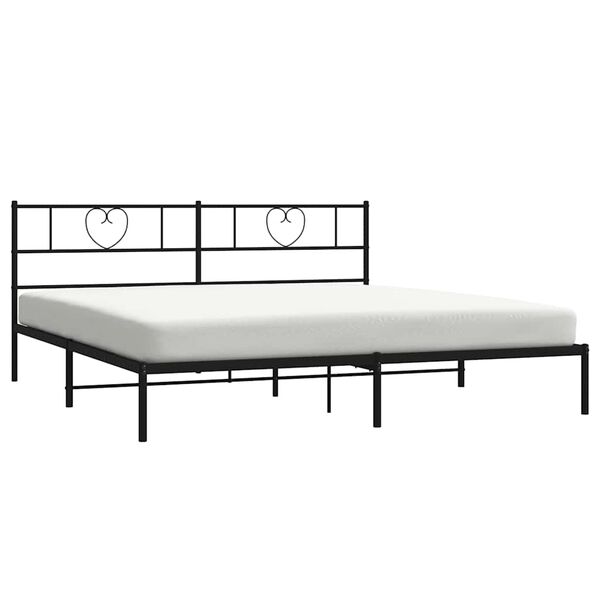vidaXL Cadre de lit m&eacute;tal sans matelas avec t&ecirc;te de lit noir 193x203cm