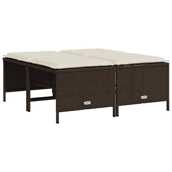 vidaXL Salon de jardin avec coussins 5 pcs marron r&eacute;sine tress&eacute;e